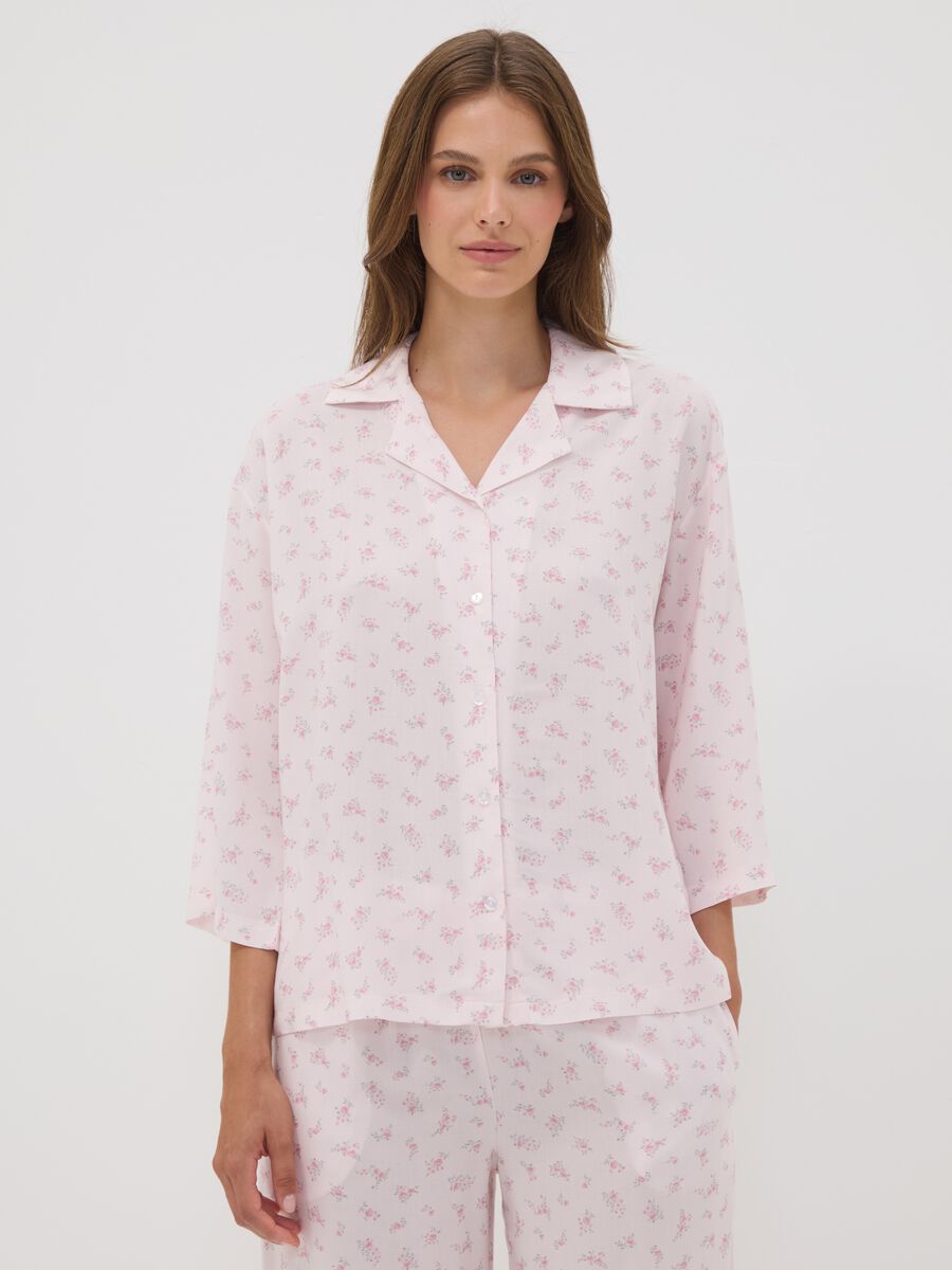Pink floral pure viscose pyjama T-shirt_1
