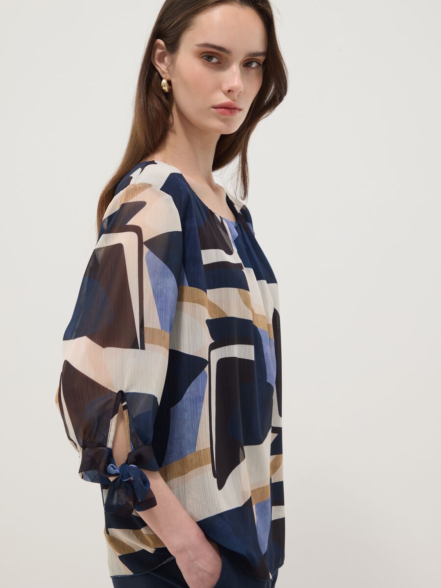 Multicolour geometric print regular-fit blouse_1