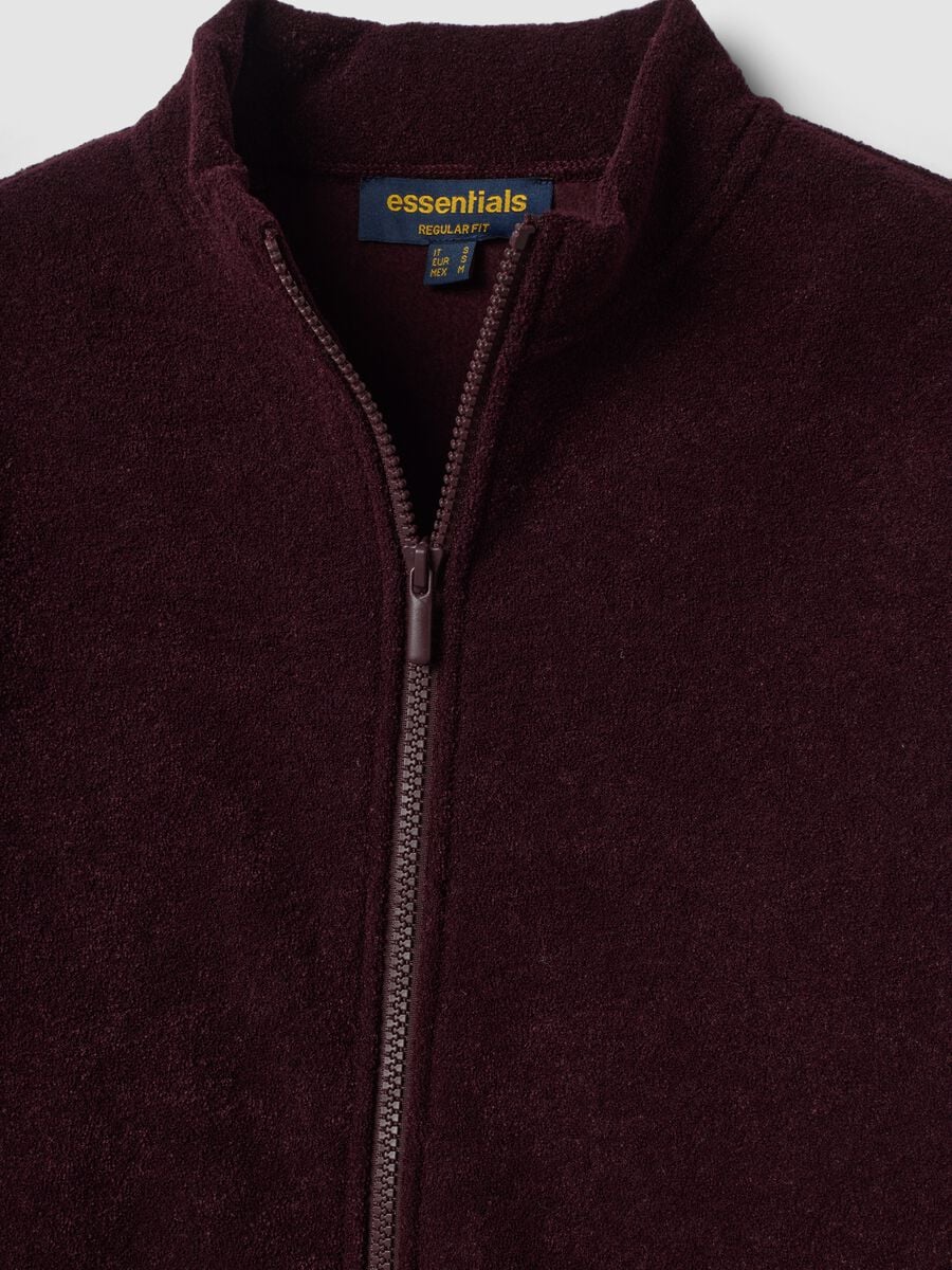 Maglia viola in misto viscosa fleece con girocollo e zip regular fit_1