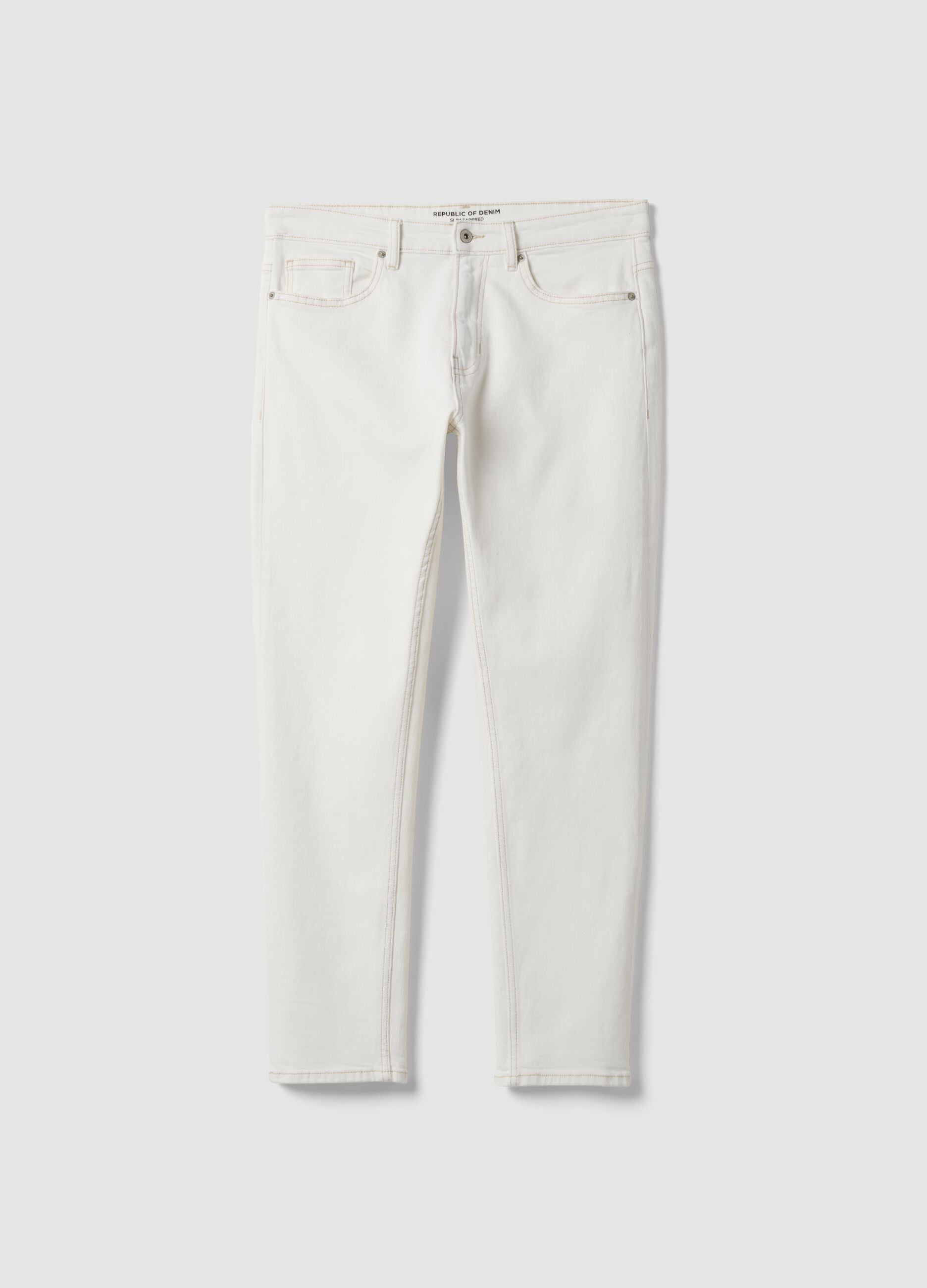 White slim-fit stretch cotton jeans