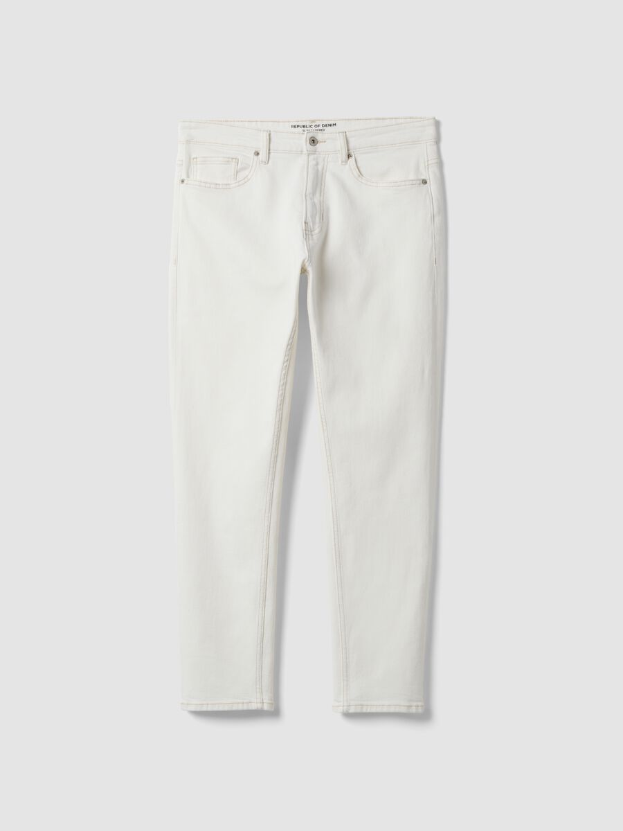 Jeans bianchi slim fit in cotone elasticizzato_4
