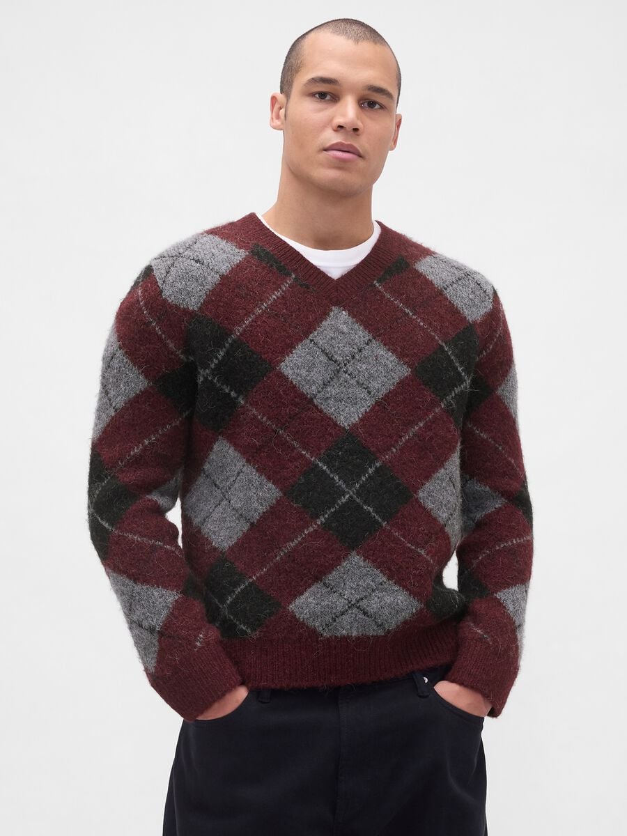 Multicolour pullover in stretch fabric with tartan pattern_0