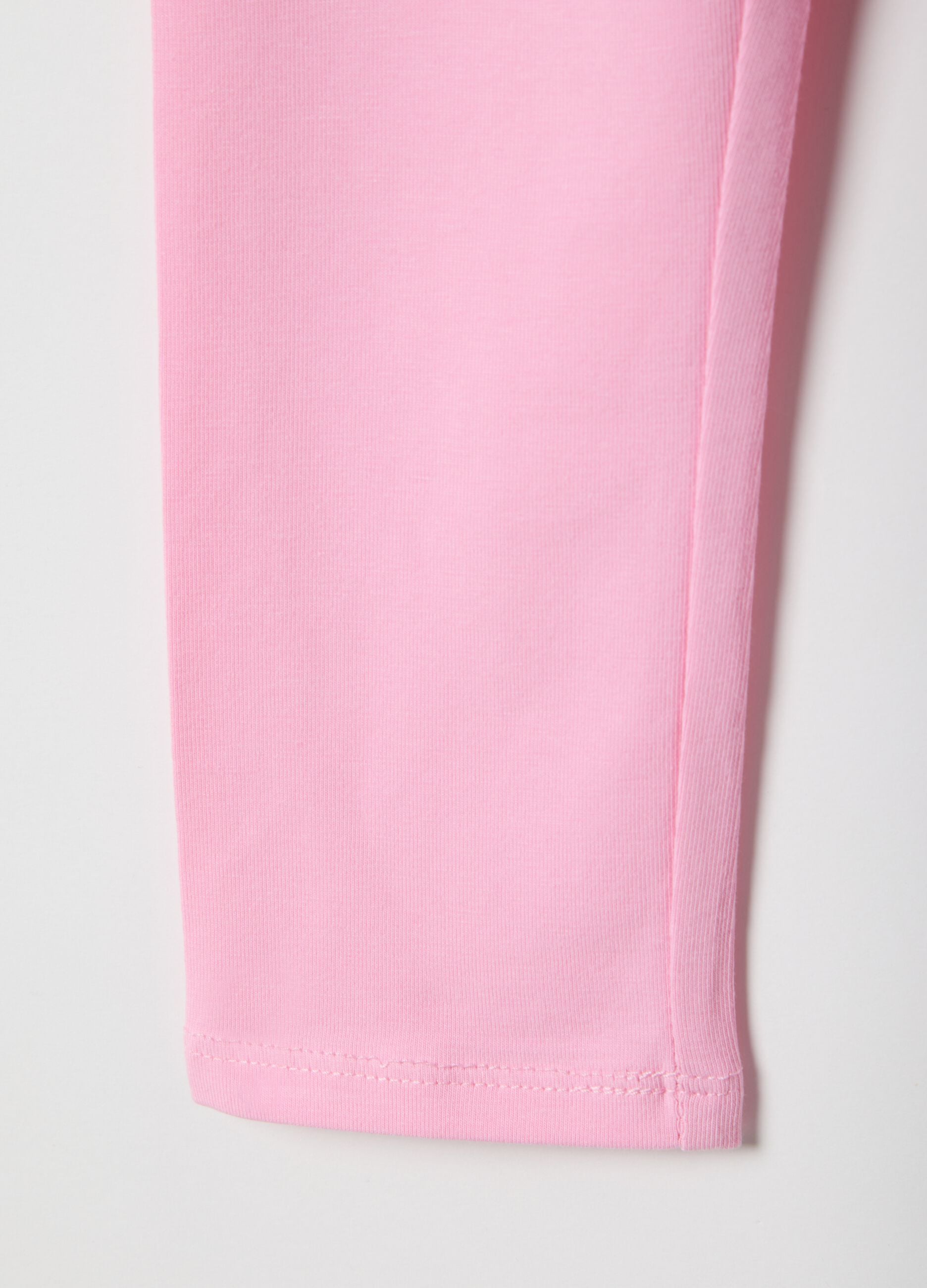 Slim fit pink elasticated cotton leggings for girls with star detail