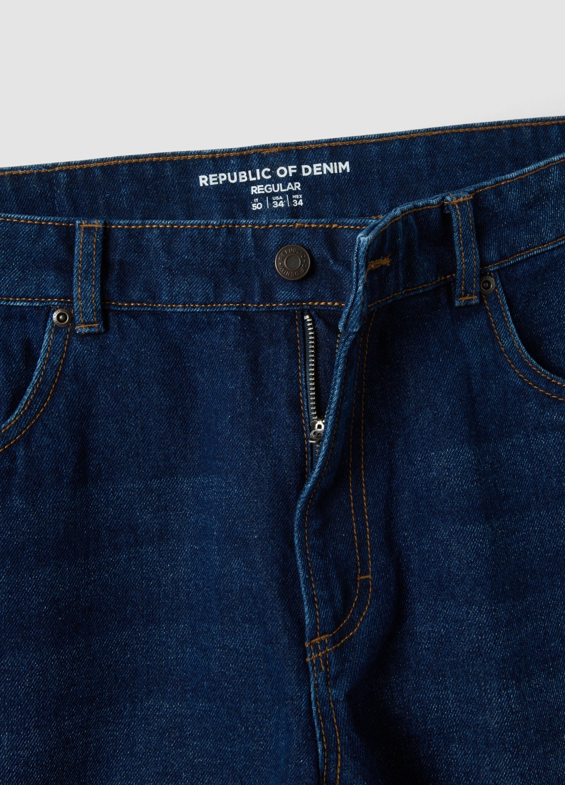Blue denim jeans in cotton-viscose blend, regular fit