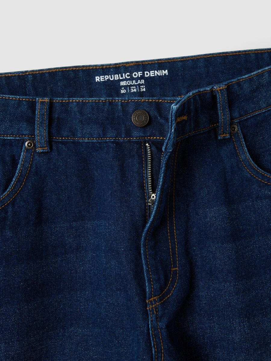 Blue denim jeans in cotton-viscose blend, regular fit_1