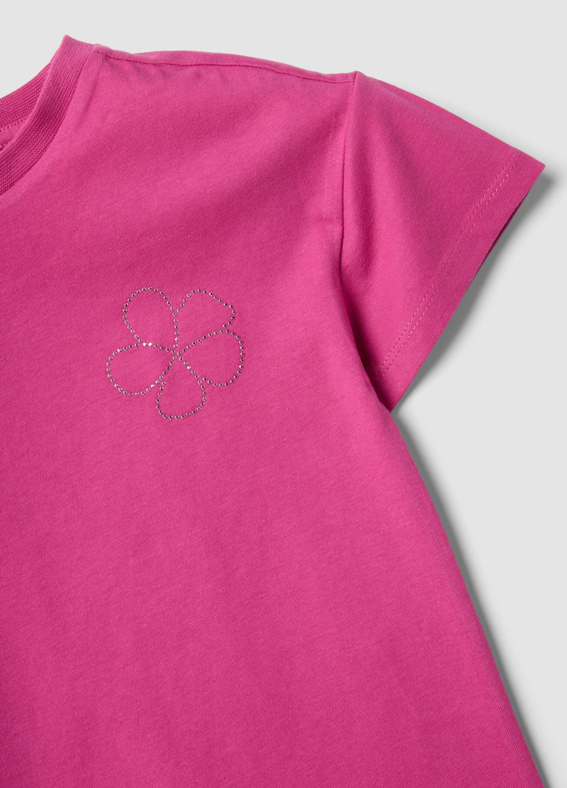 Pink pure cotton set with T-shirt and cycling shorts leggings