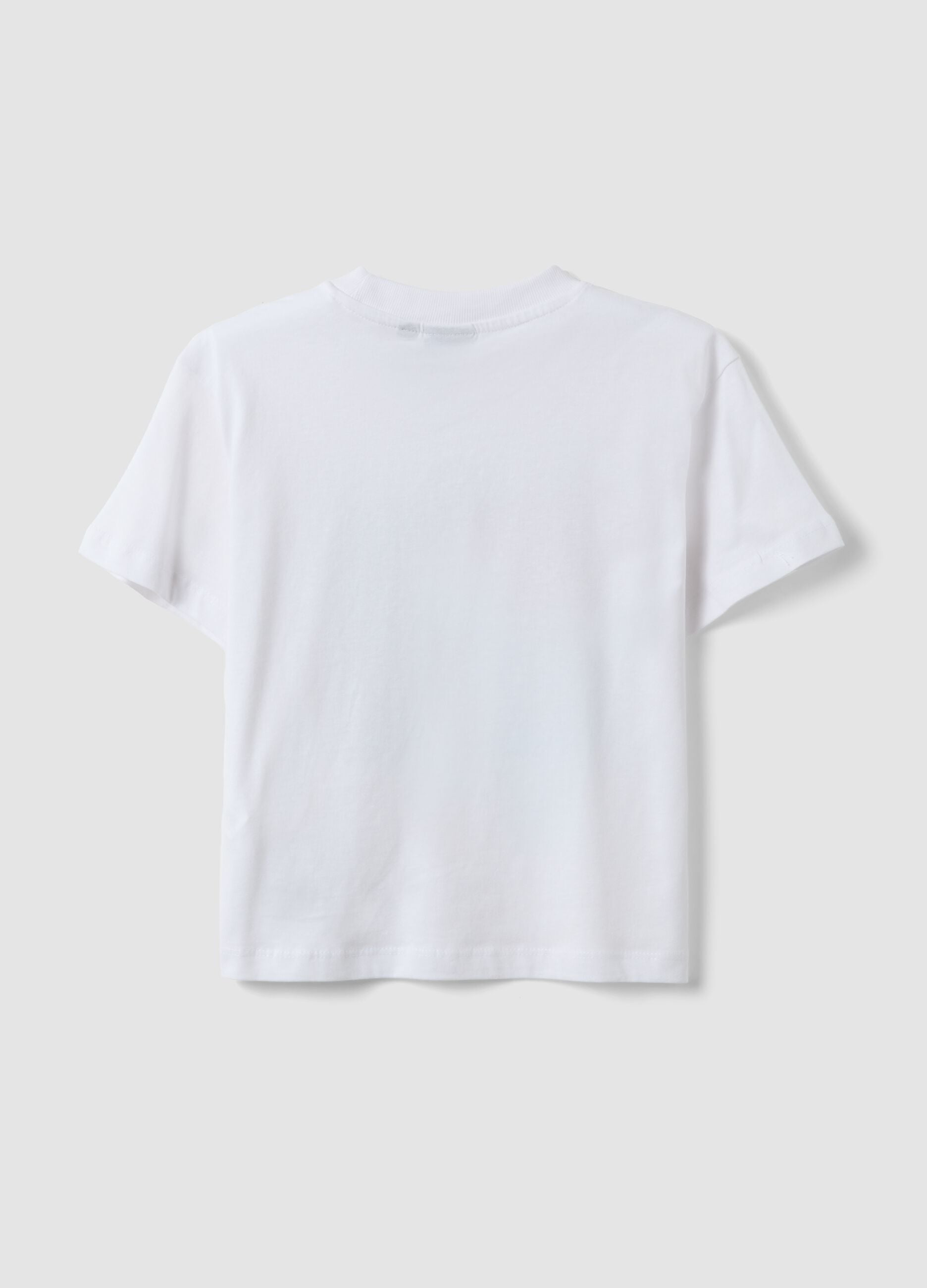Children's oversized white pure cotton T-shirt with print