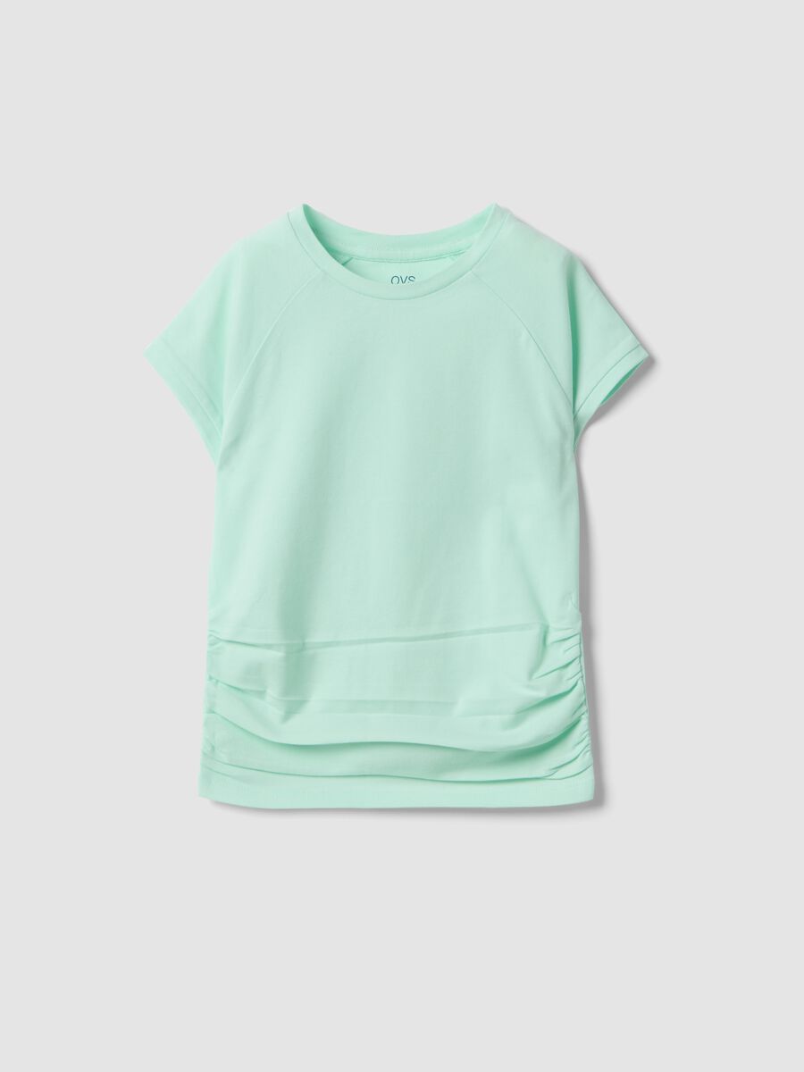 T-shirt in cotone elasticizzato verde da ragazza slim fit_3