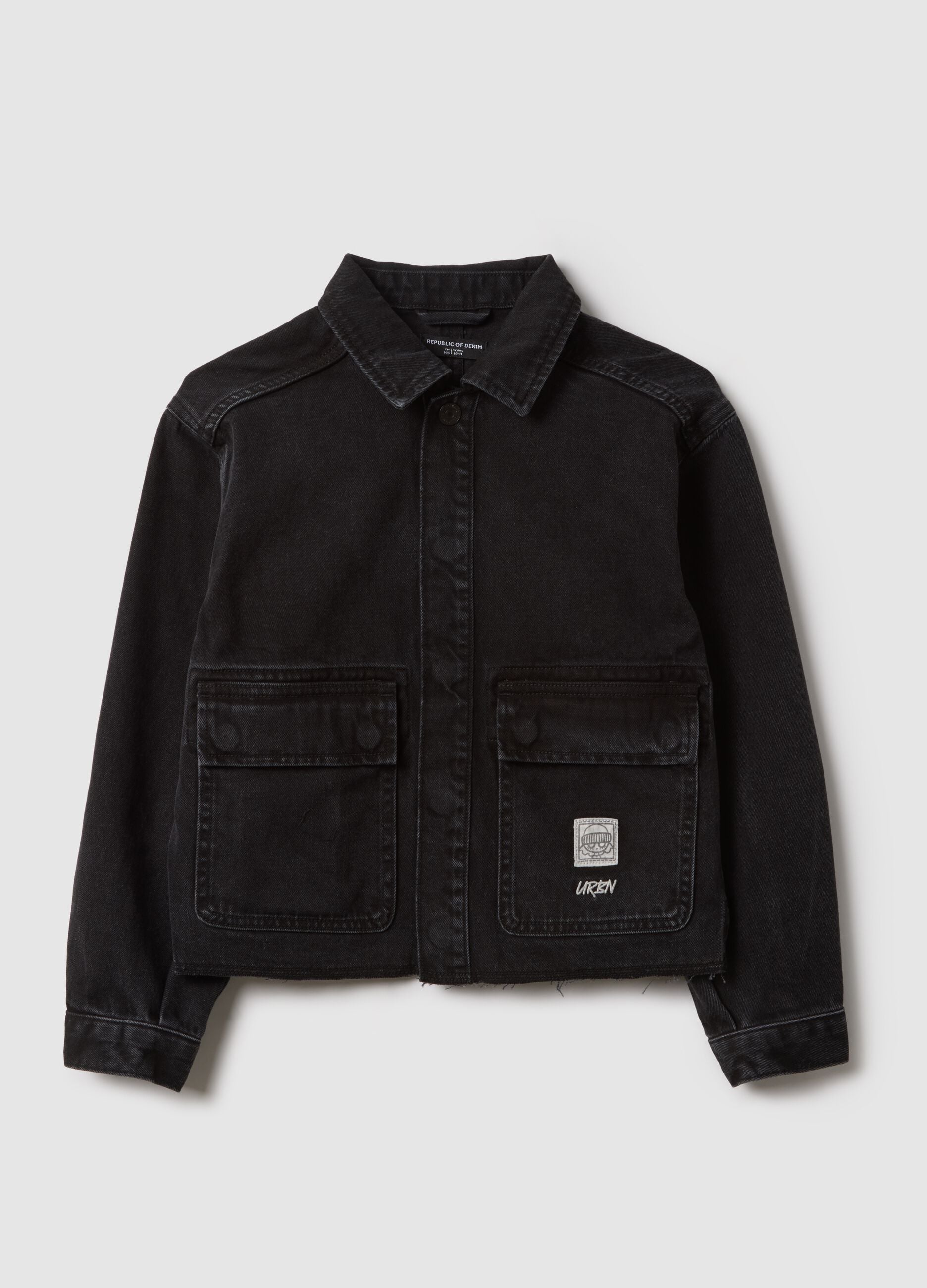 Girl's pure cotton black jacket regular fit