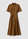 Brown pure cotton shirt dress with tie belt, regular fit_4