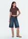 Brown polka-dot cropped pure cotton T-shirt, regular fit_0