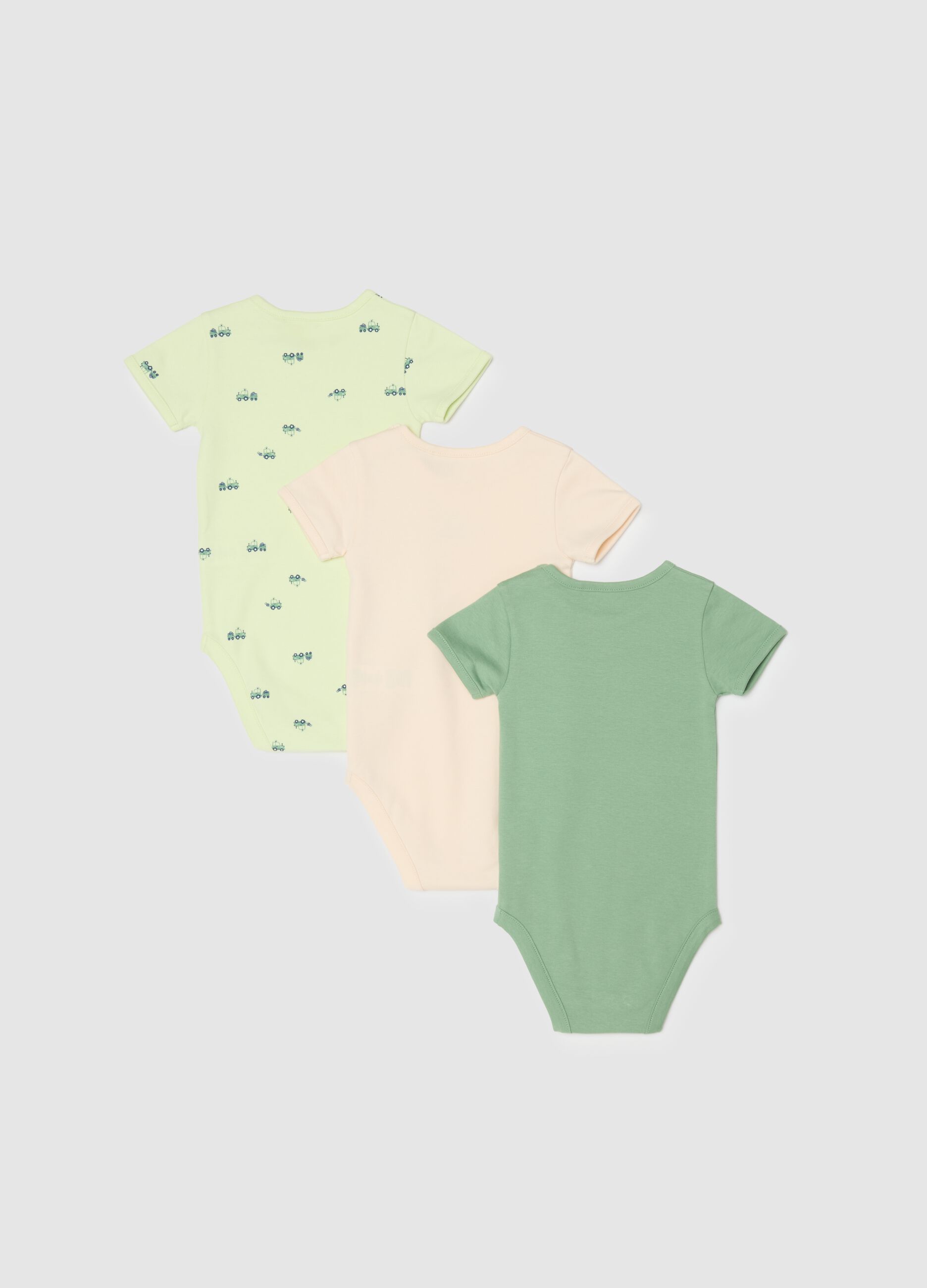 Newborn Multicolour Short-Sleeve Body Tripack in Pure Cotton
