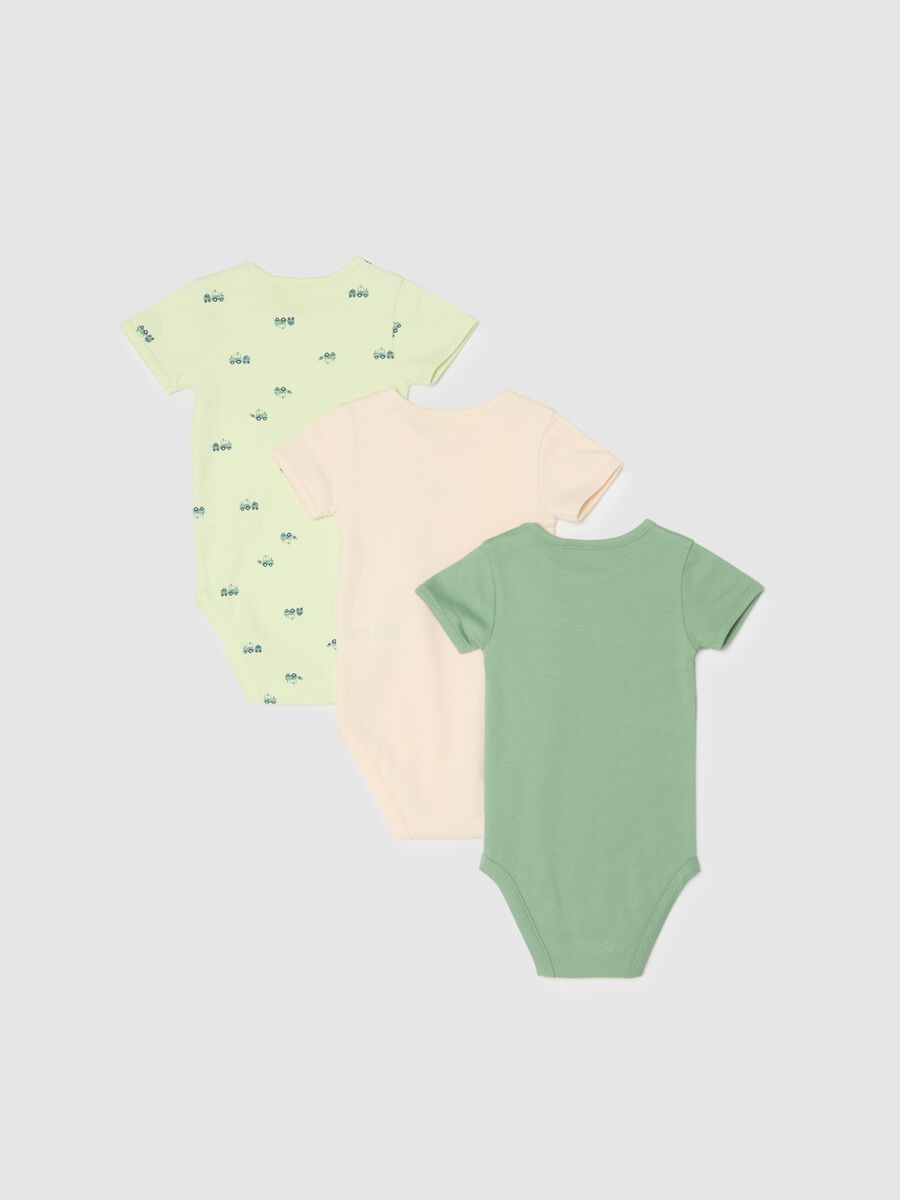 Tripack body a maniche corte multicolor da neonato in puro cotone_1