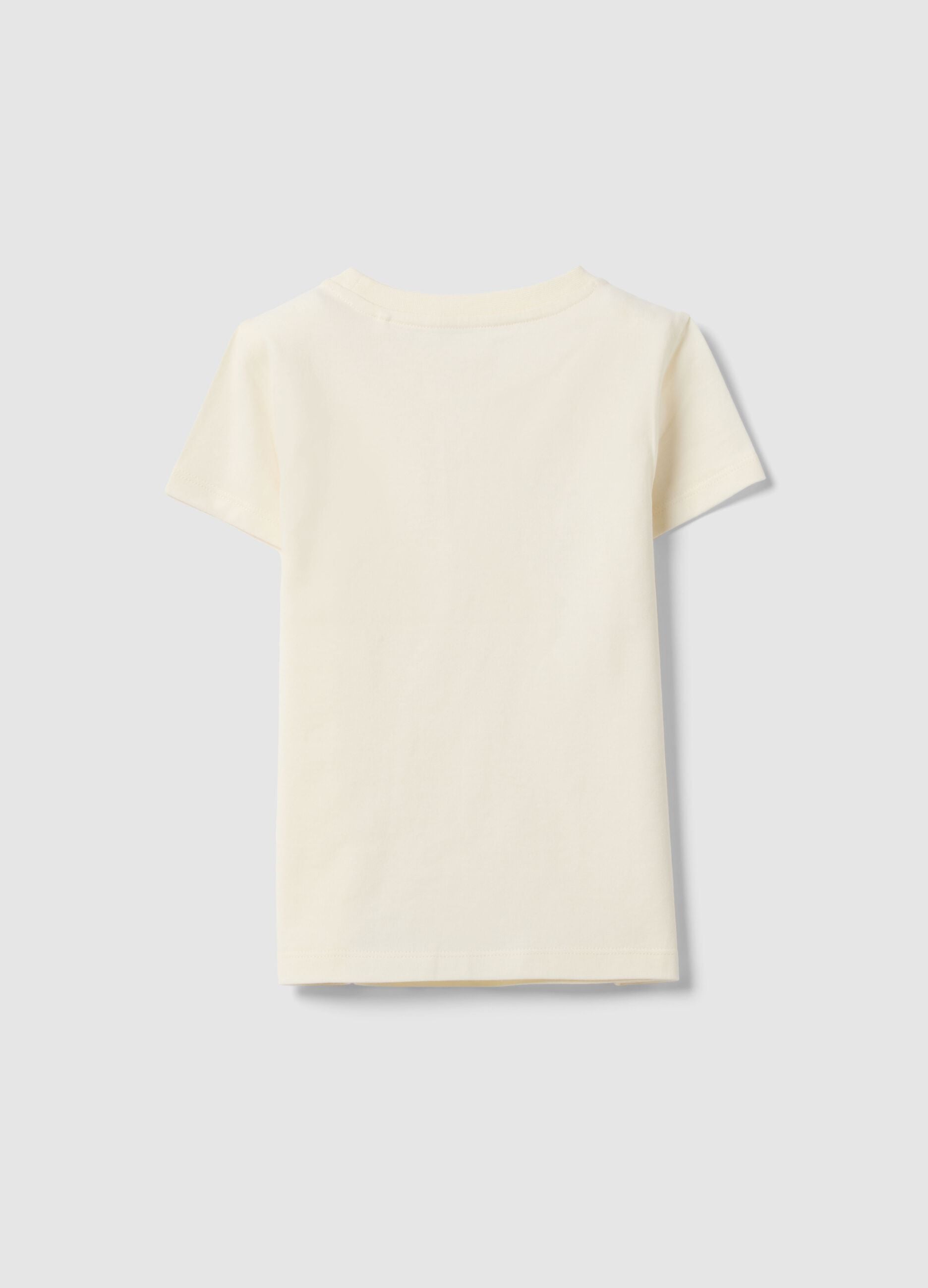 Girls' white pure cotton regular-fit T-shirt with print