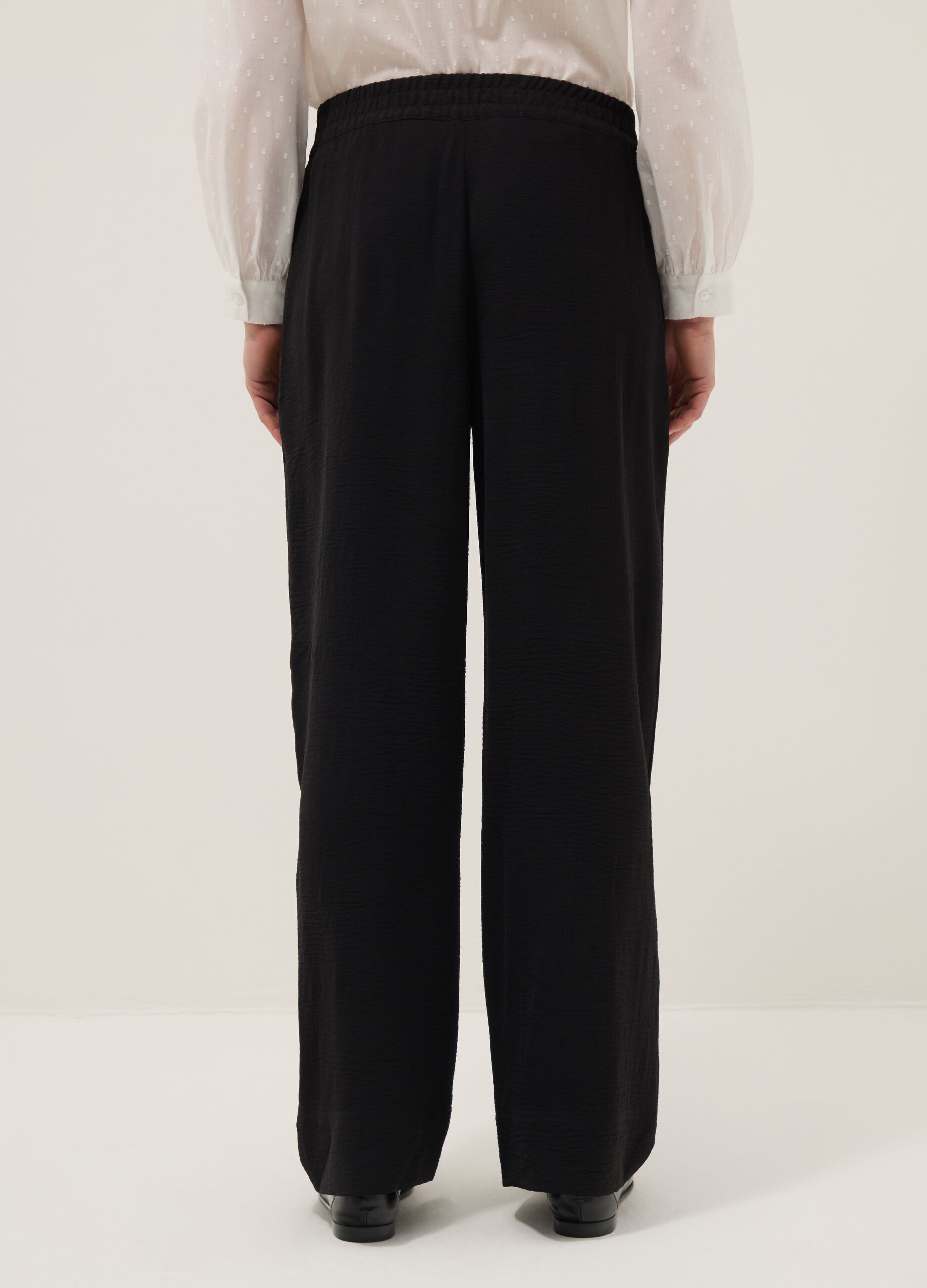 Pantaloni neri con vita elasticizzata wide leg