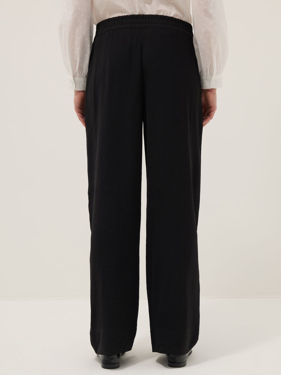 Pantaloni neri con vita elasticizzata wide leg_2