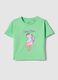 Girls' green pure cotton regular fit t-shirt with ice cream_0