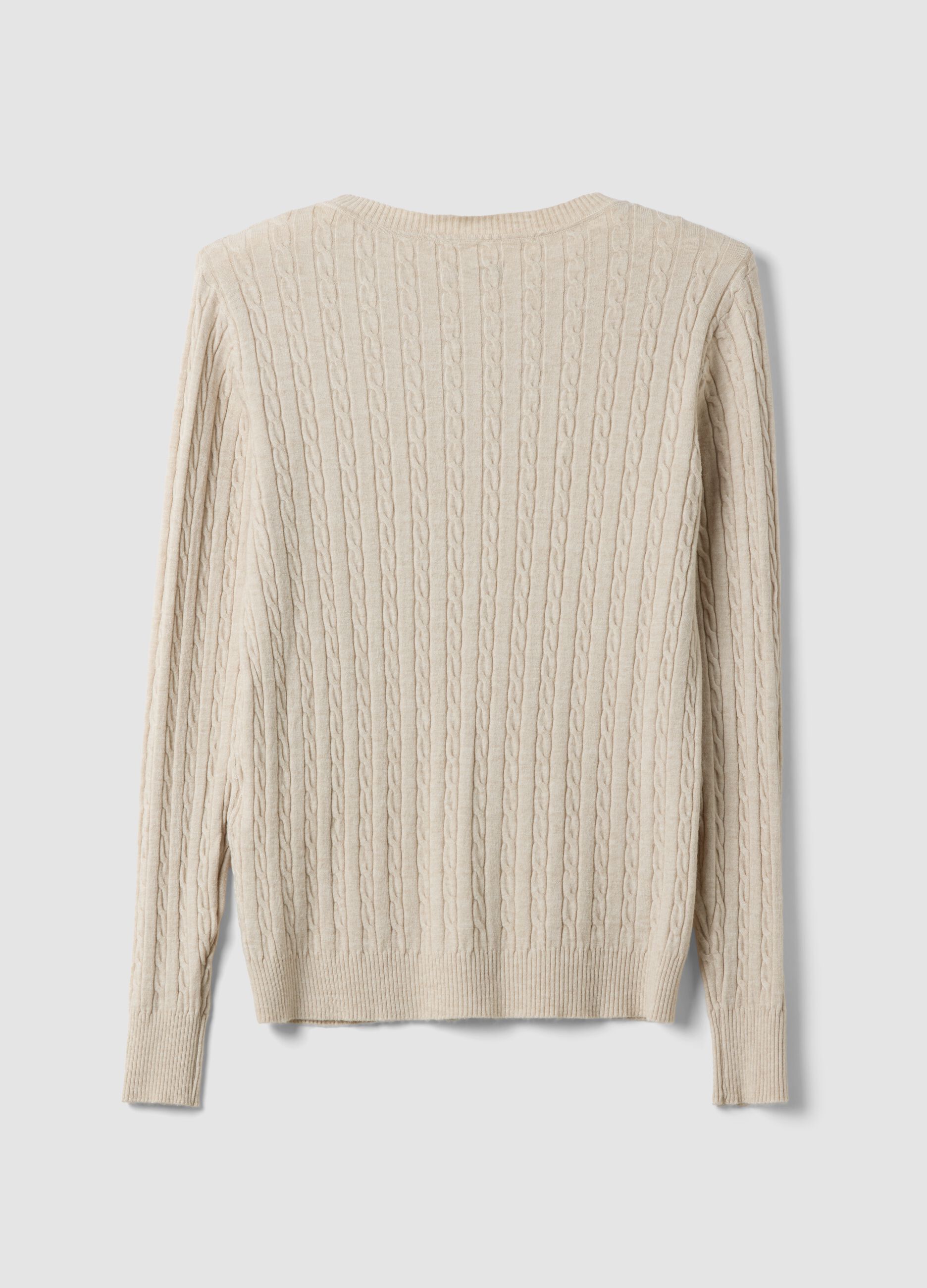 Maglia beige in misto viscosa a trecce regular fit