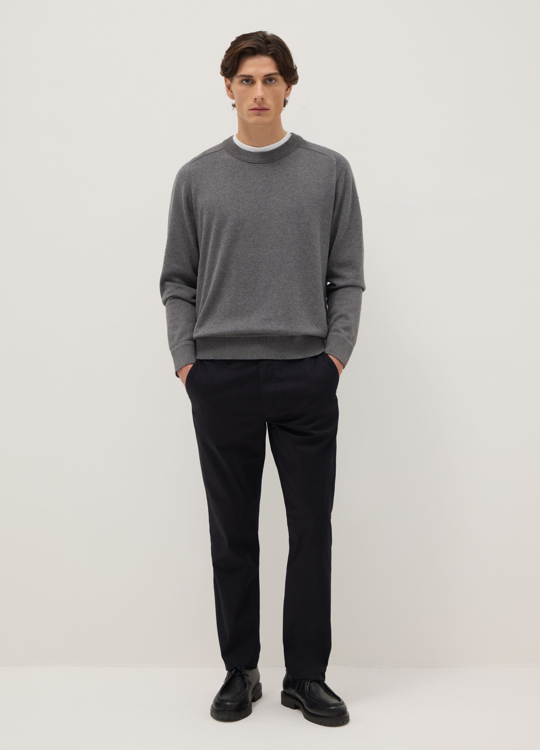 Black Stretch Cotton Slim Fit Chino Trousers