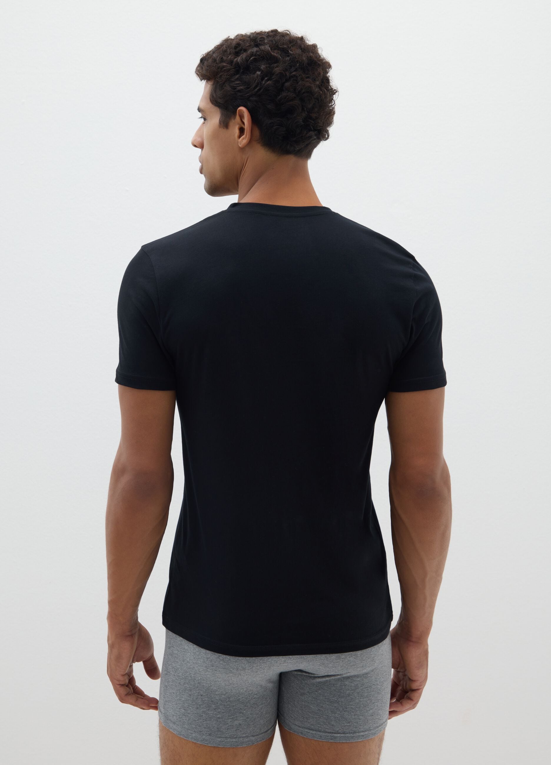Black pure organic cotton V-neck T-shirt