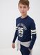 Blue pure organic cotton T-shirt with college print for boys_0