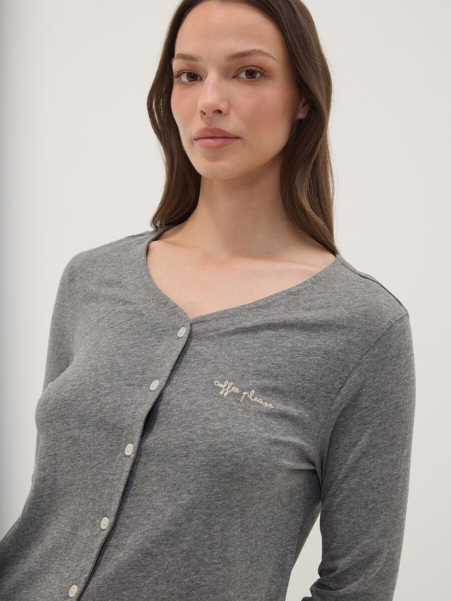 Grey pyjama T-shirt in cotton-viscose blend_0