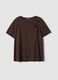 Brown pure cotton T-shirt with ring detail_4