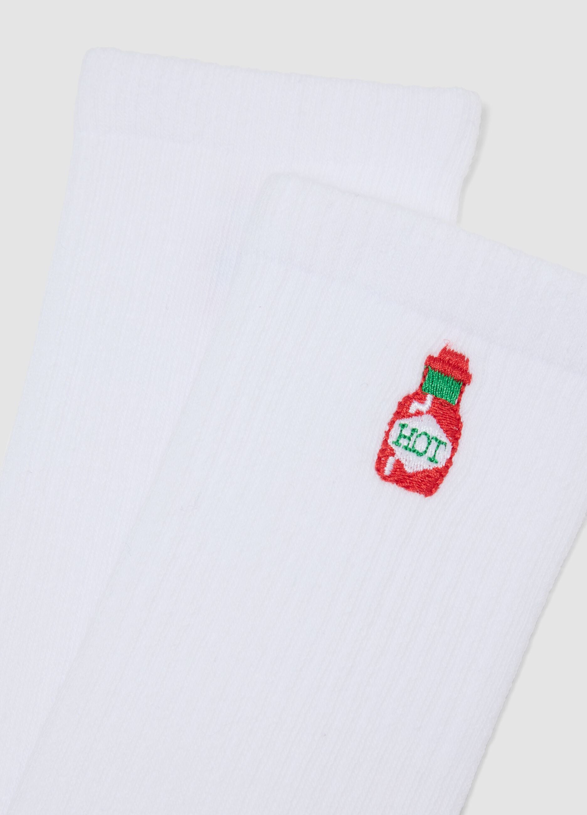 3-pack of white embroidered tennis socks in stretch cotton
