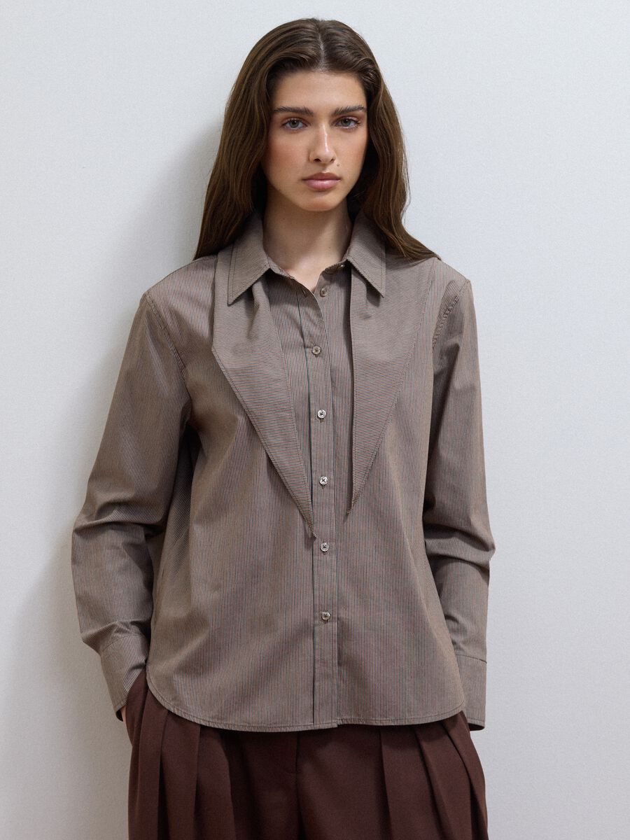 Multicolour stretch-cotton shirt with scarf collar_1