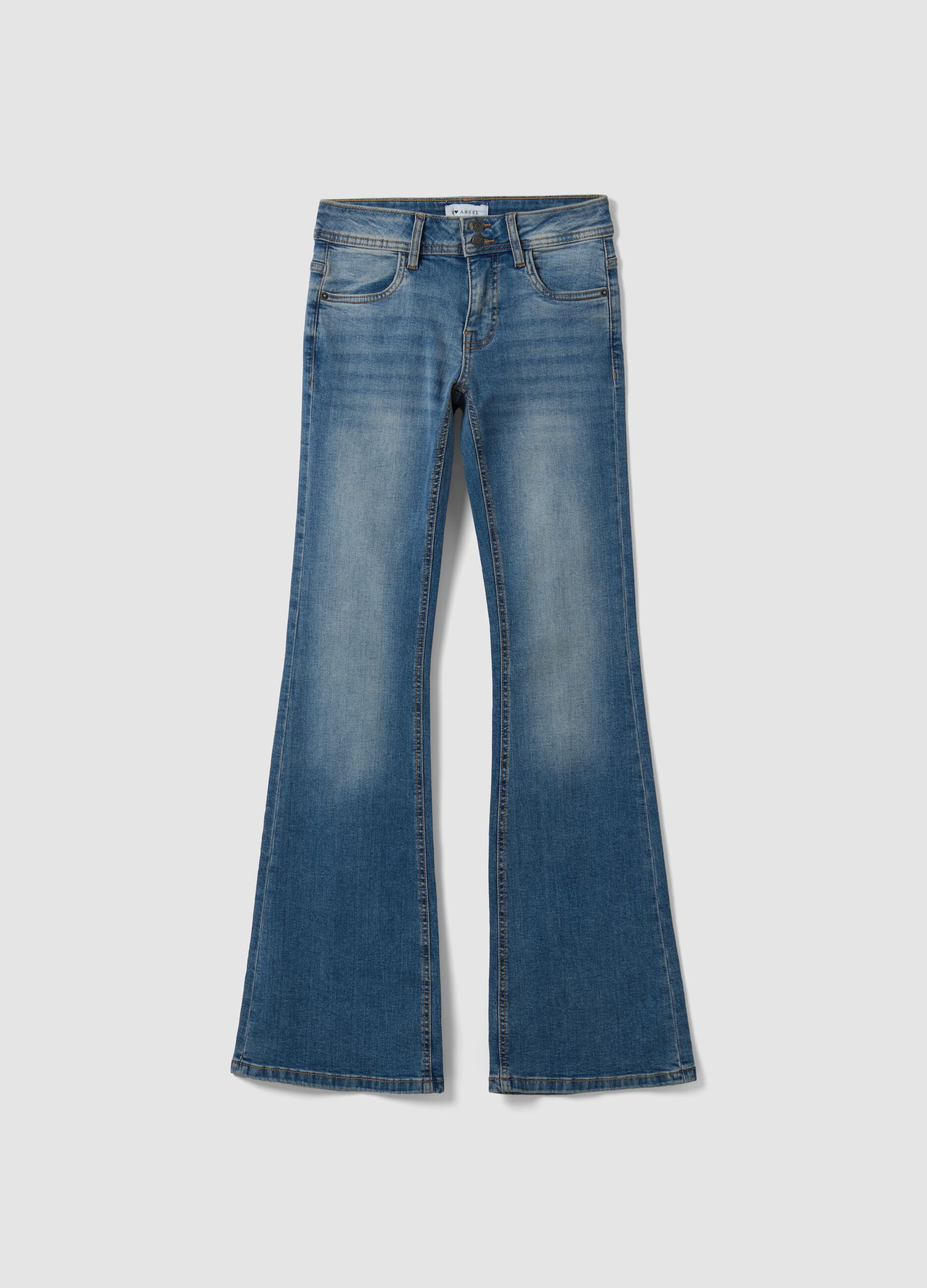 Blue stretch cotton flare jeans