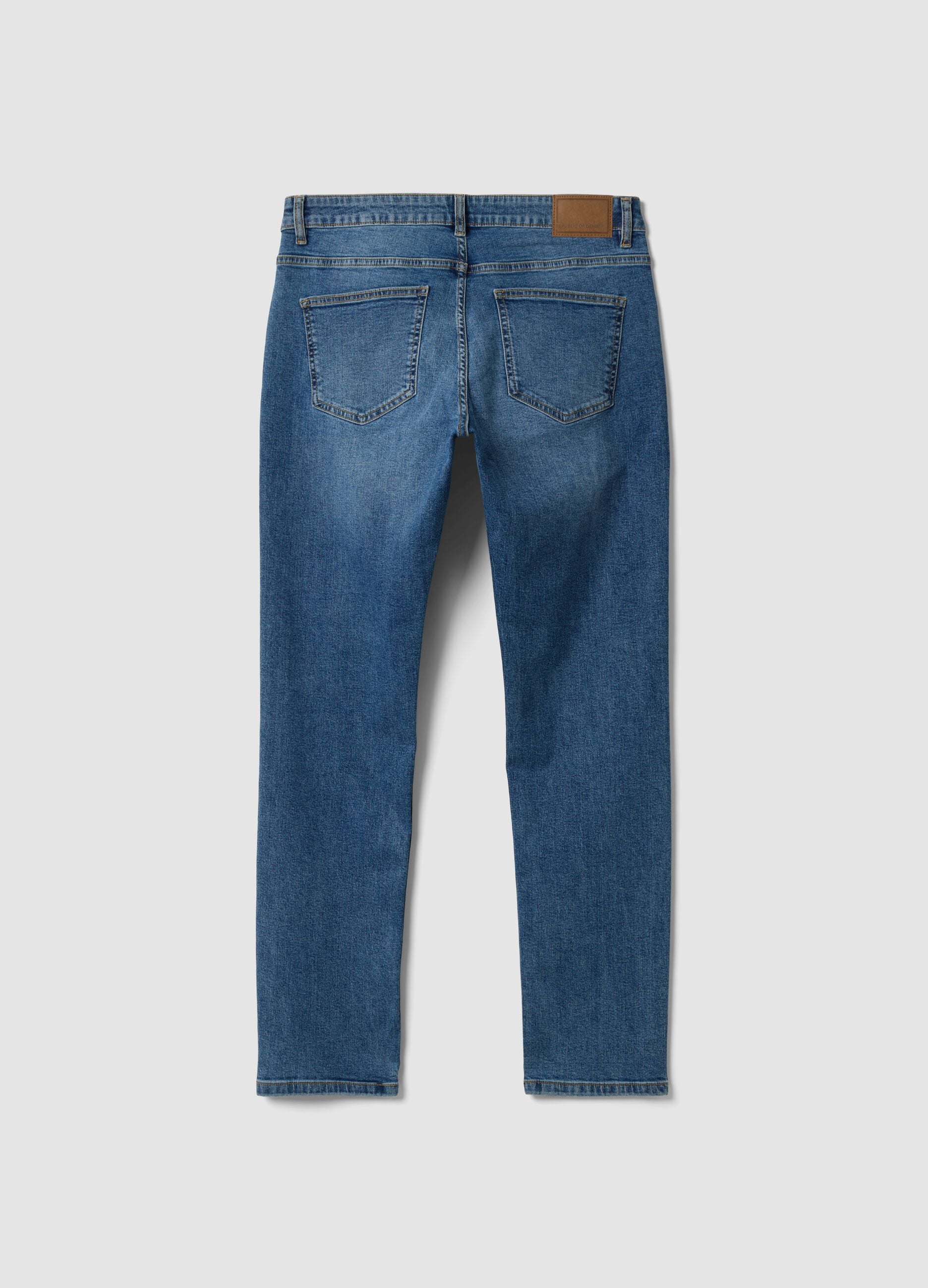 Blue slim-fit stretch cotton jeans