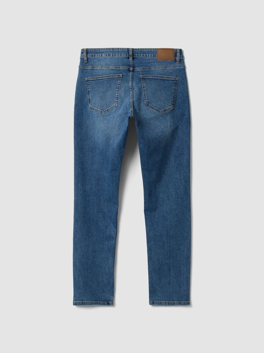 Blue slim-fit stretch cotton jeans_1