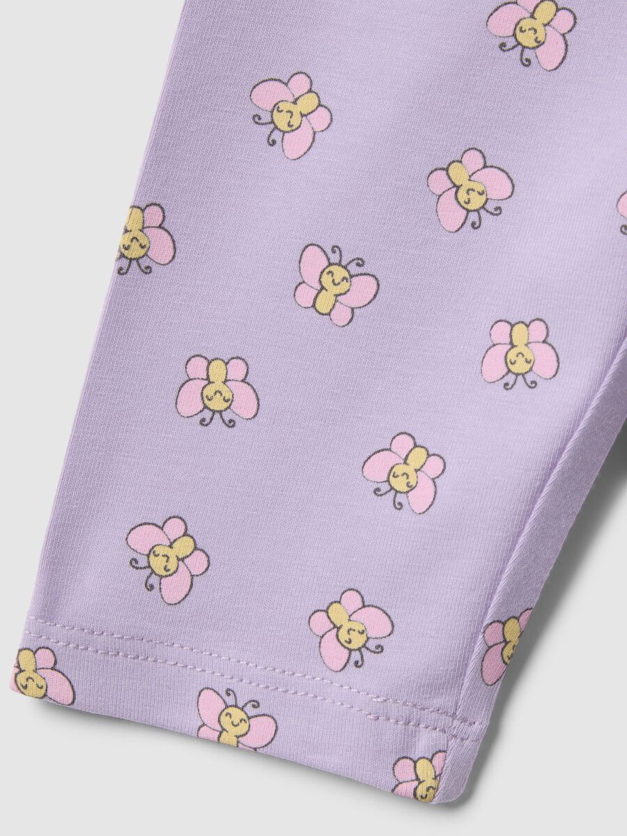 Leggings in cotone elasticizzato lilla da bimba con farfalle_3