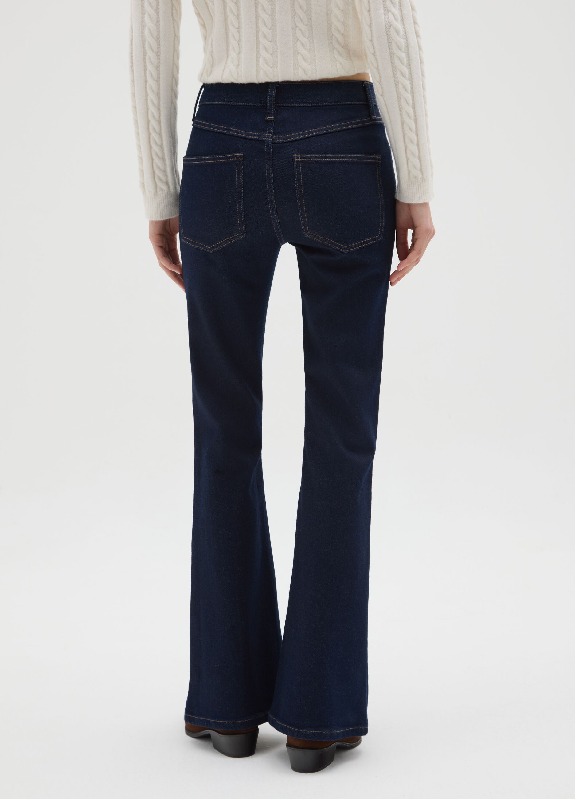 Blue Flare Jeans in Stretch Denim Cotton