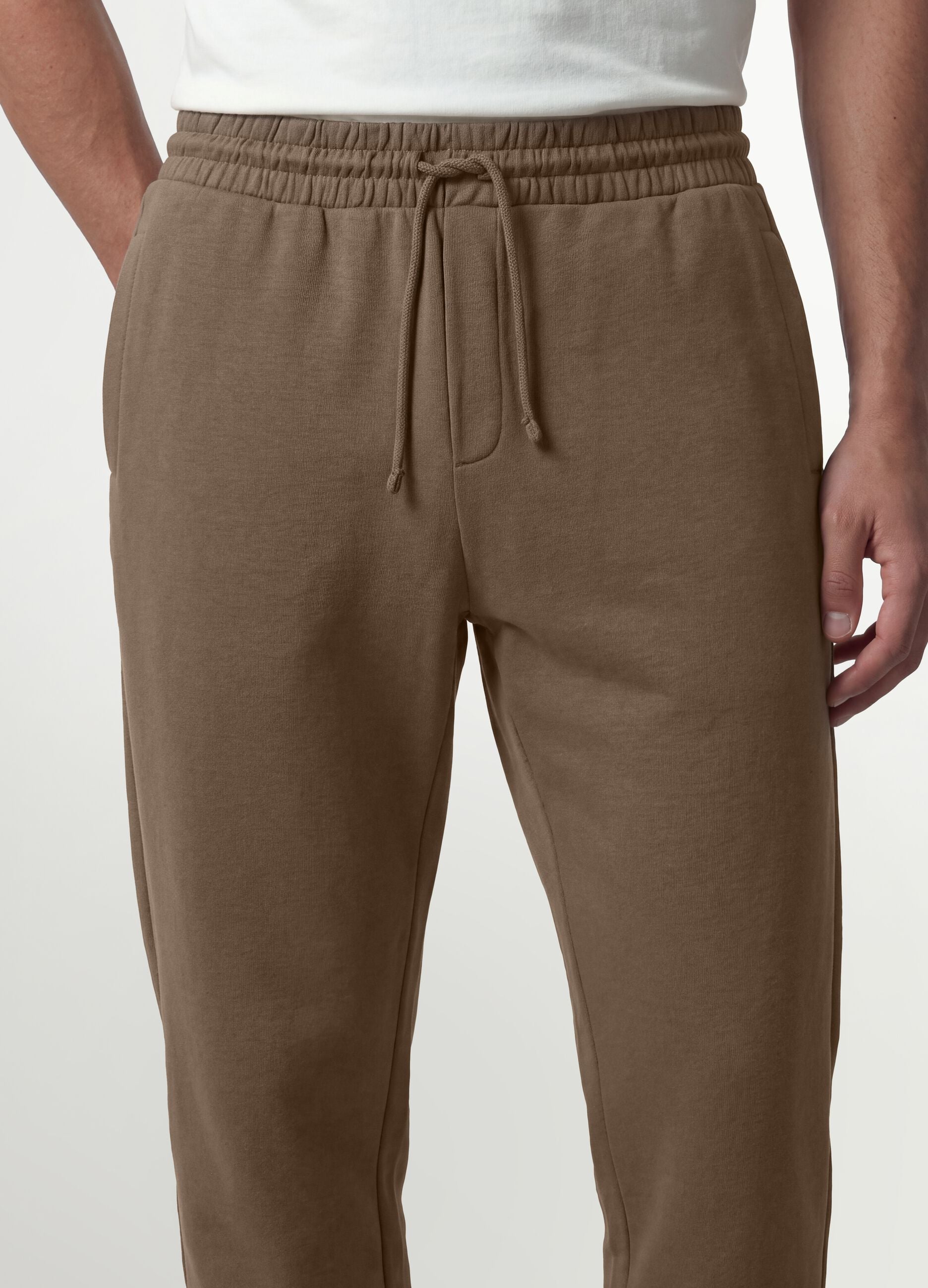 Brown cotton-blend joggers, regular fit
