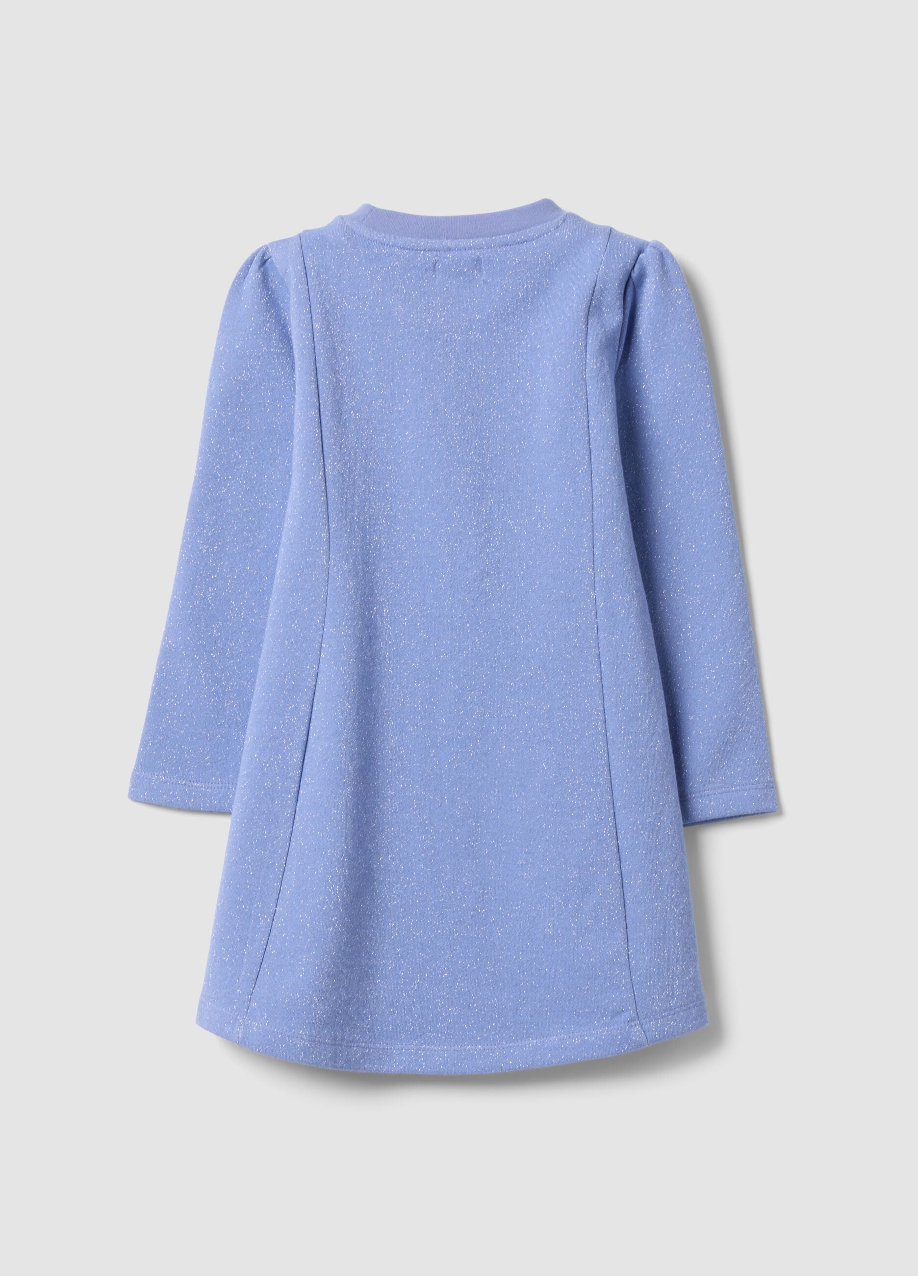 Purple cotton-blend dress with Frozen print and glitter for girls