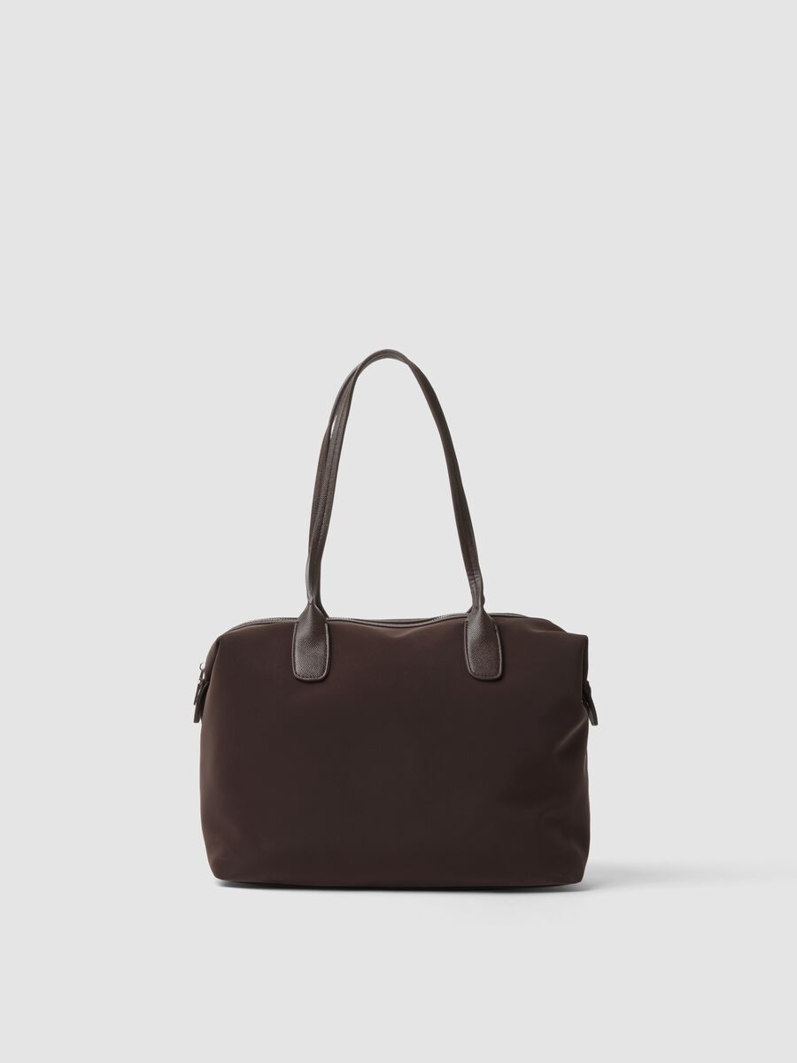 Brown handbag with double handles and zip_0