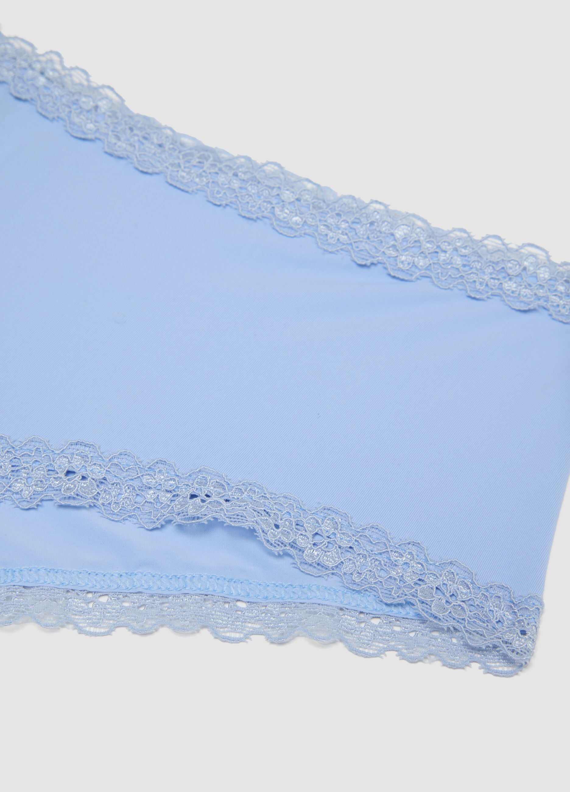 Blue stretch-fabric briefs with lace detailing, regular fit