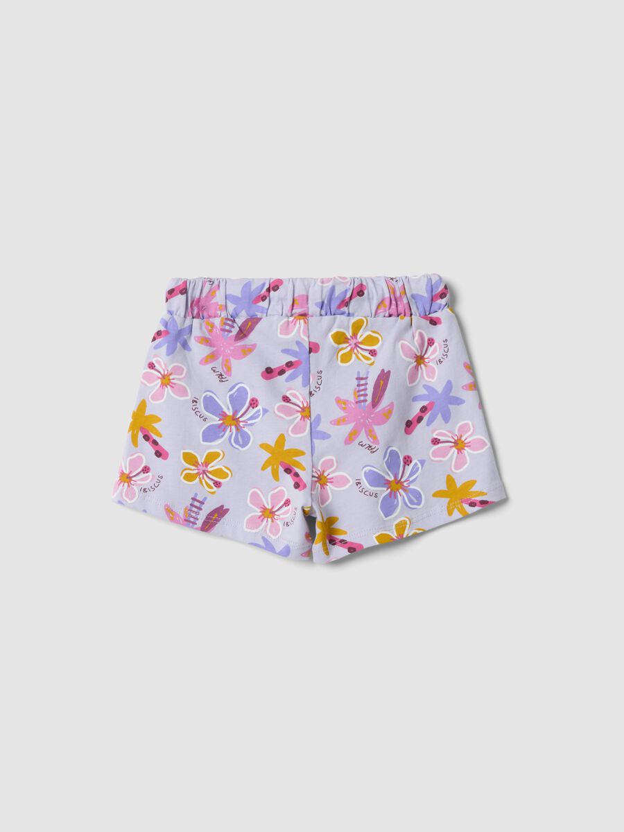 Purple organic cotton floral shorts for baby girl_1