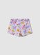 Purple organic cotton floral shorts for baby girl_1