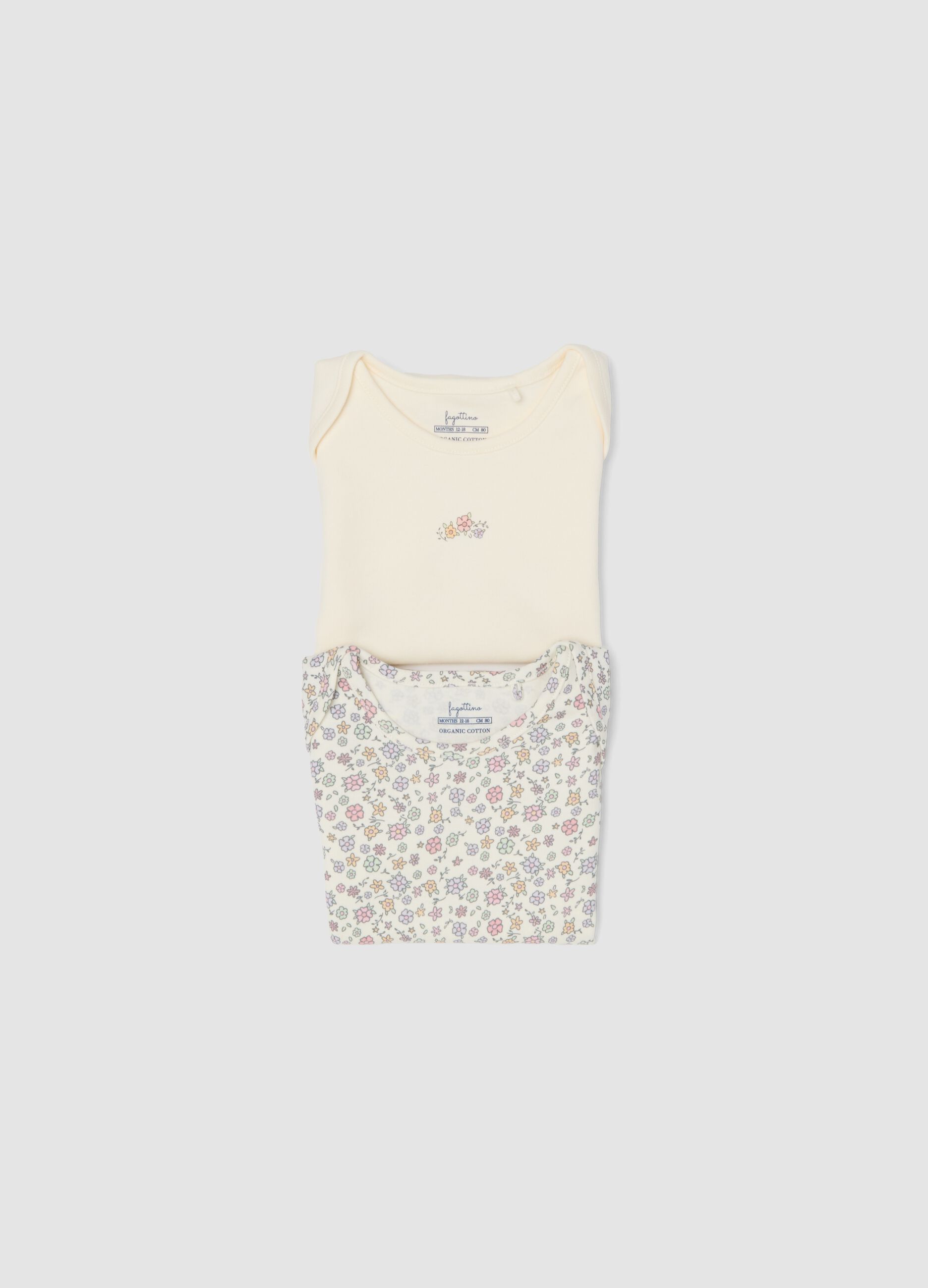 Bipack di body multicolor in cotone organico a maniche corte