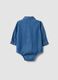 Blue pure cotton bodysuit with crew neck_1