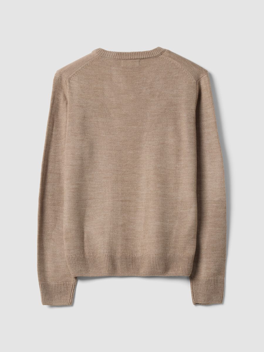 Brown V-neck jumper, regular fit_2