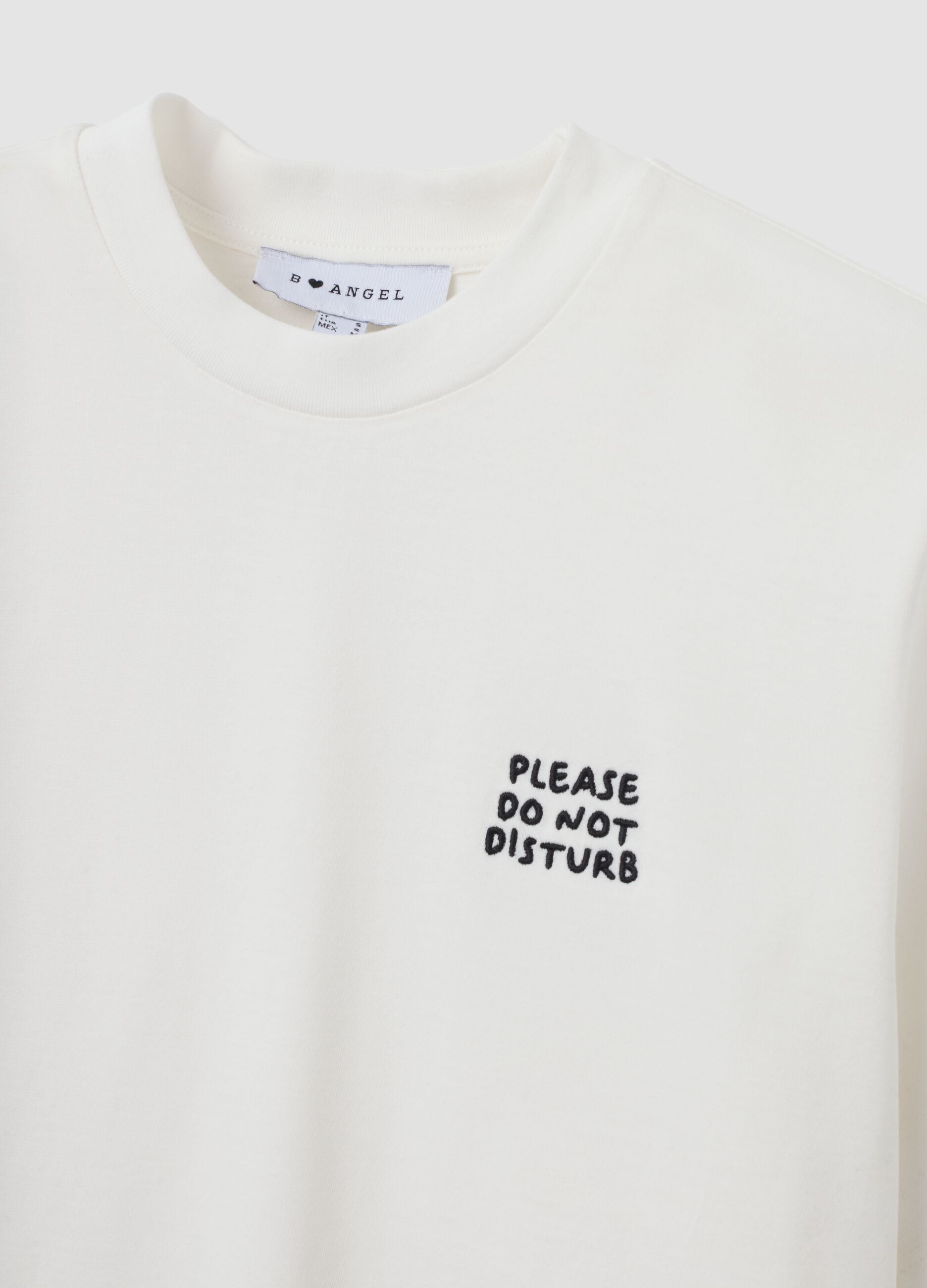 White relaxed-fit pure cotton T-shirt with chest slogan