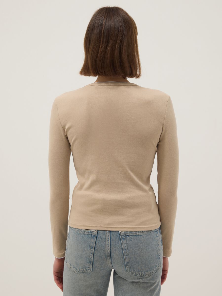 Beige pure cotton long sleeve shirt regular fit_2