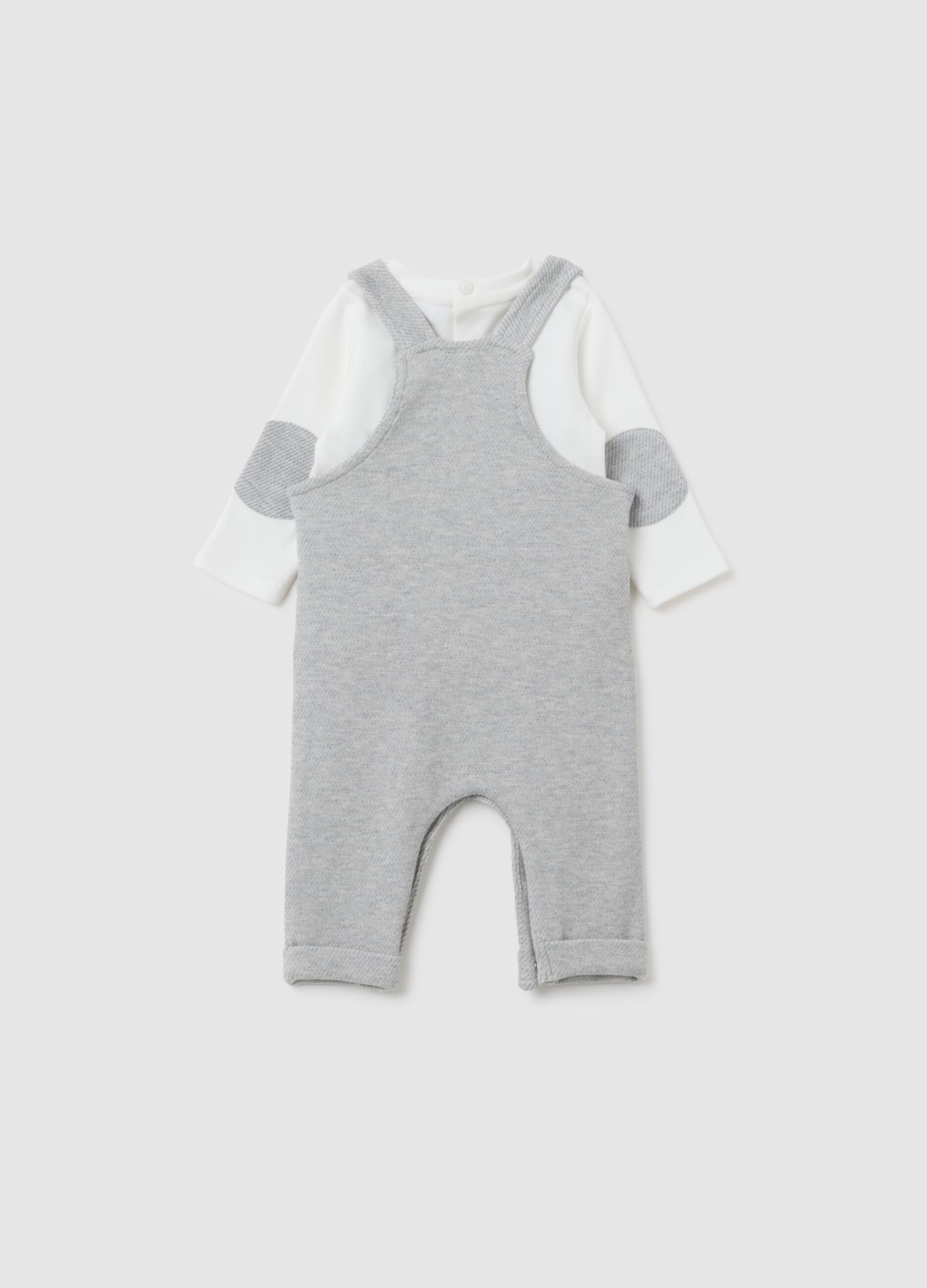 Grey fleece baby dungarees
