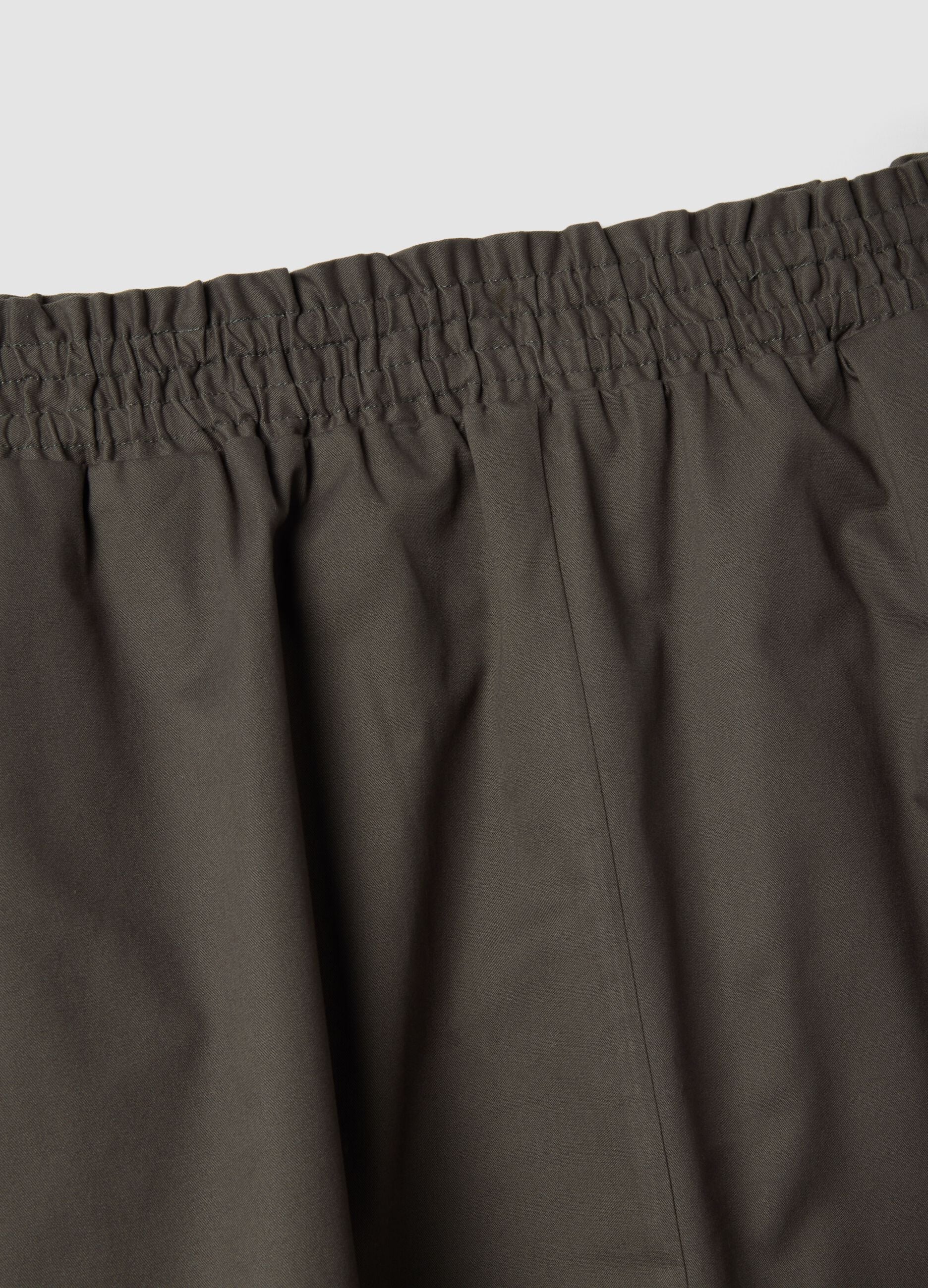 Grey long pure cotton skirt with elastic waistband