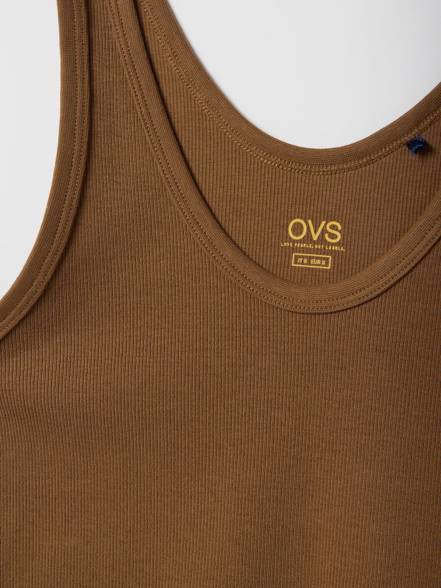 Brown Stretch Cotton Regular Fit Vest_5
