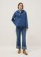 Blue regular fit jacket with hood and buttons_1