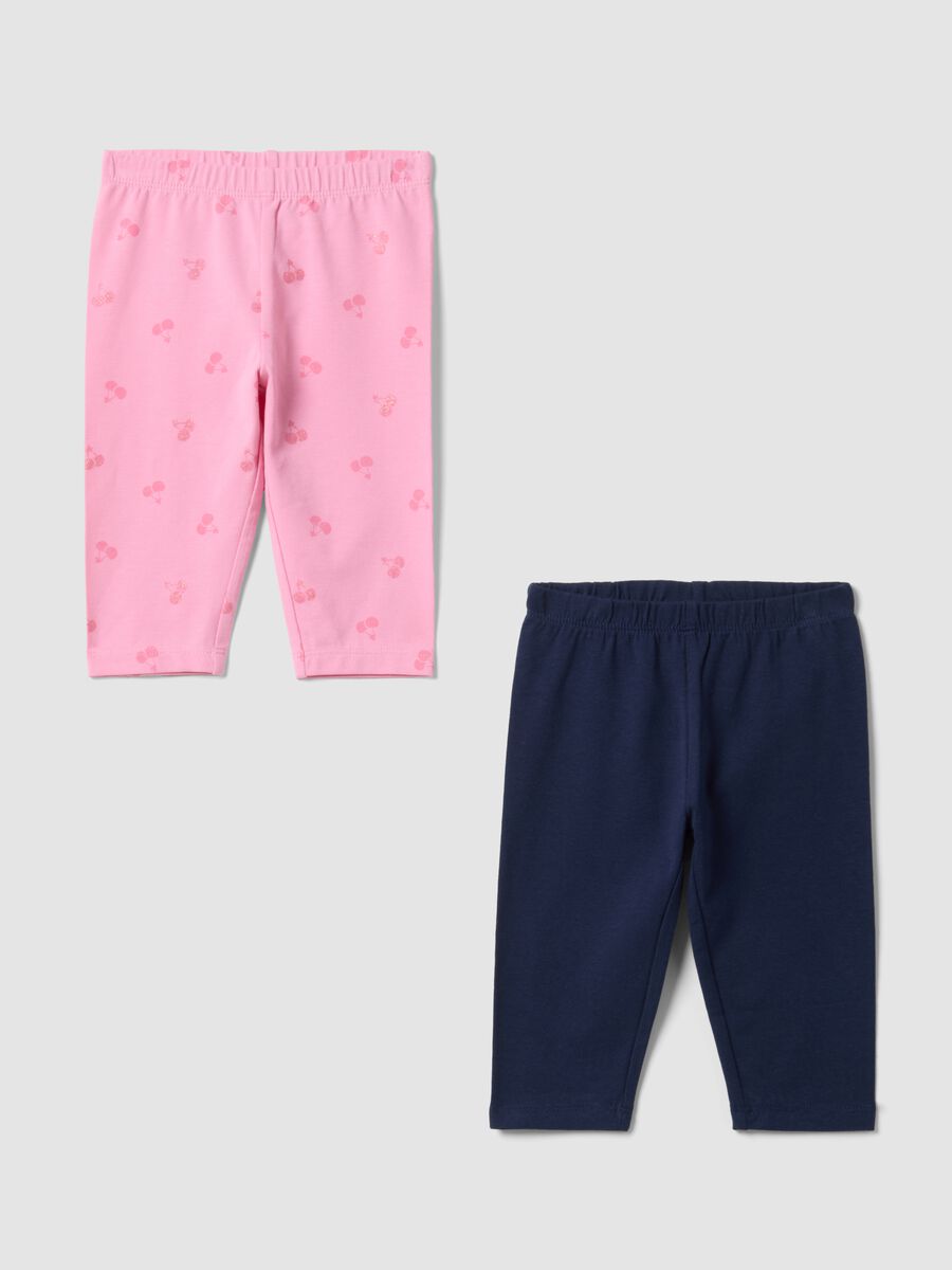 Bipack leggings in cotone elasticizzato multicolor per bimba_0